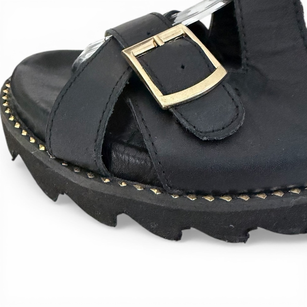 MAGO Black Leather Chunky Lug Sole Sandals Buckle Strap size eu 37 - Picture 6 of 12